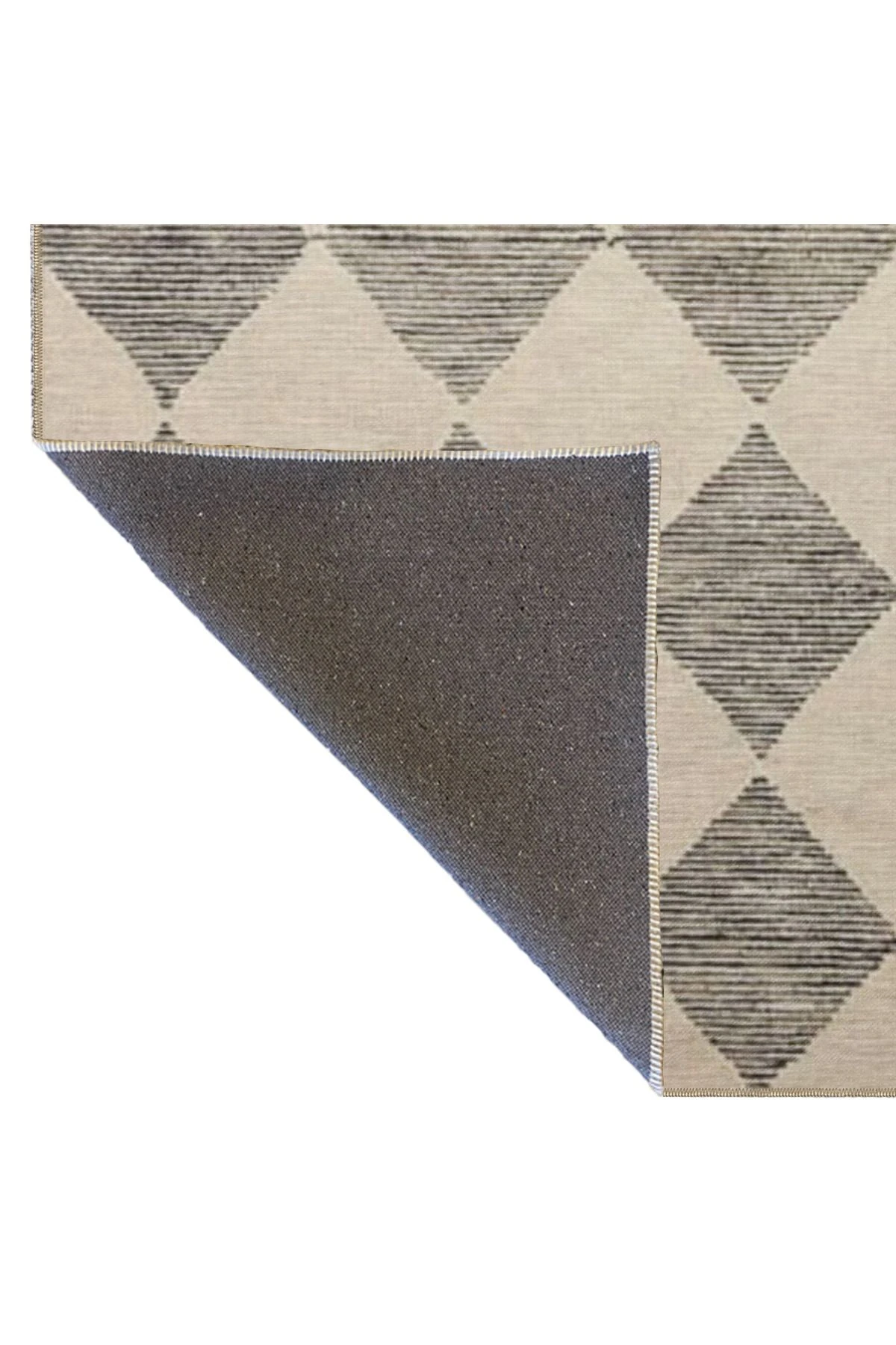 Gri Krem Baklavalı Geometrik Dokuma Taban Yıkanabilir Halı miravip9095