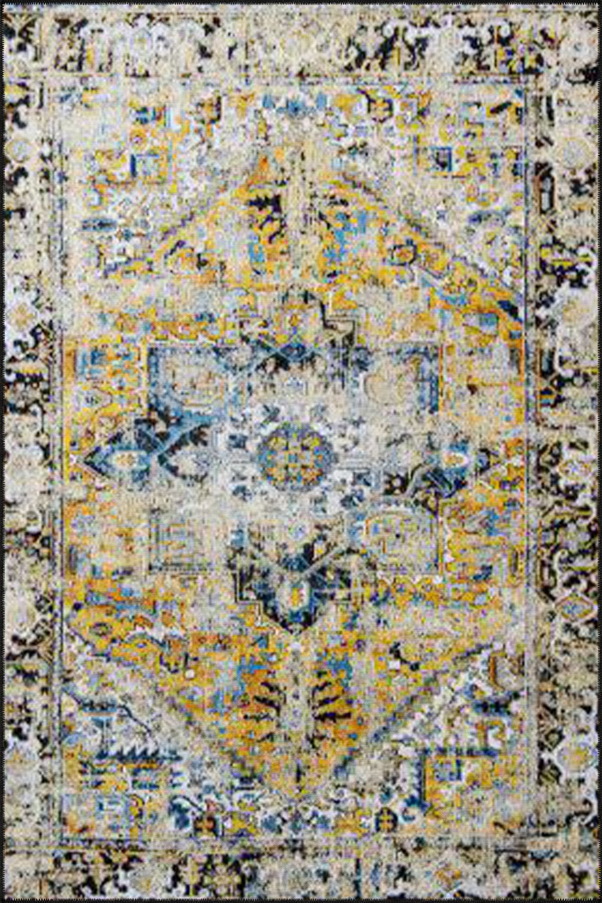 Baklava Gold Renkli Geleneksel Dekoratif Halı miravip589