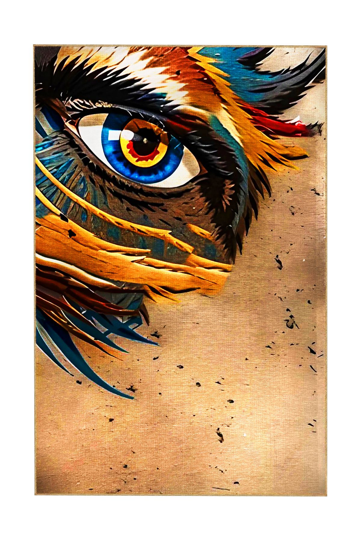 Animal Koleksiyonu Çok Renkli Göz Detaylı Dokuma Taban Yıkanabilir Halı animal02