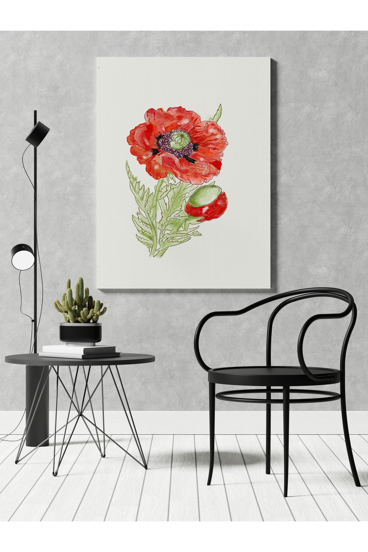 Kanvas Tablo Kırmızı Çiçek Modern Tablo