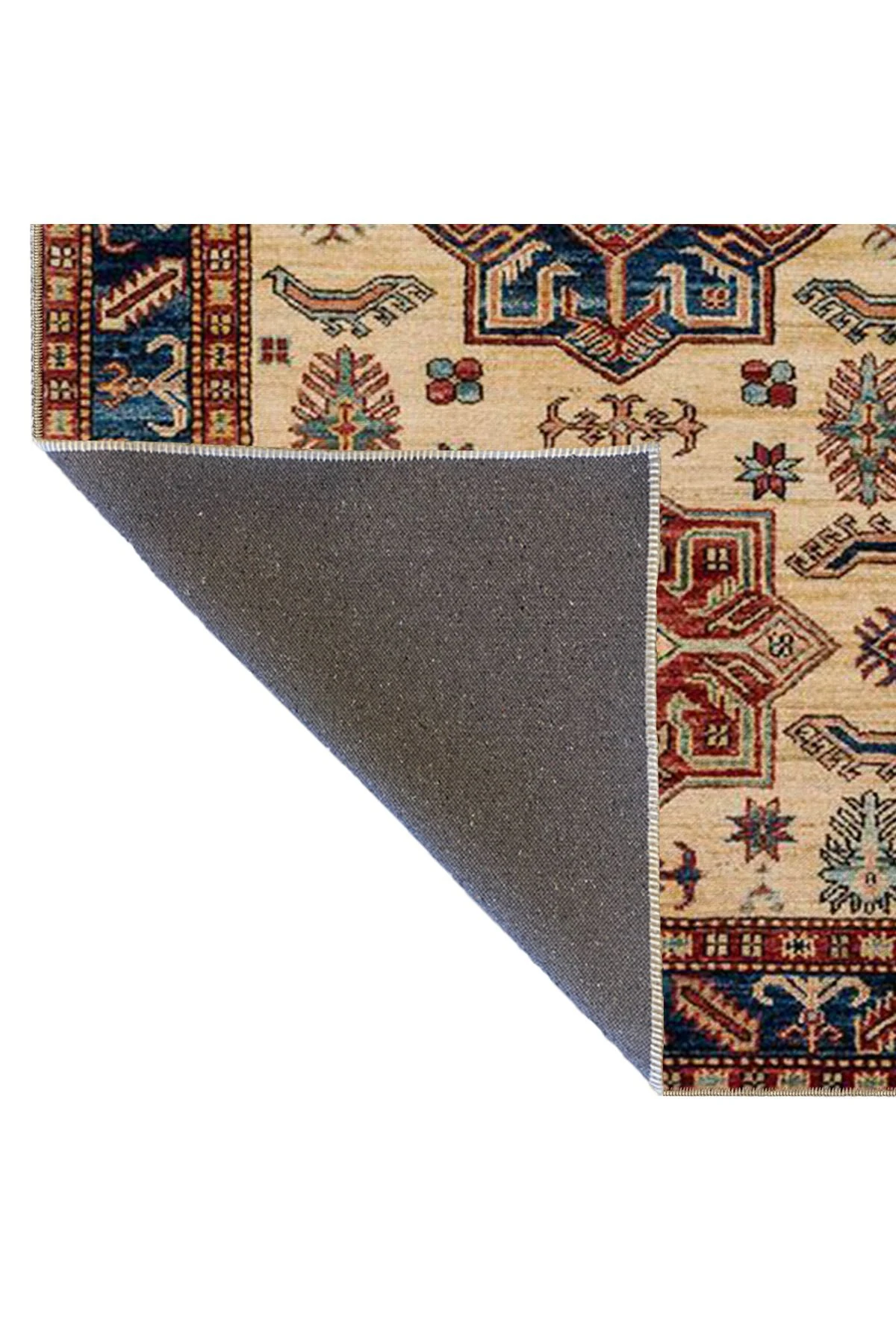 Mavi Krem Yıldızlı Geleneksel Desenli Dokuma Taban Halı miravip126