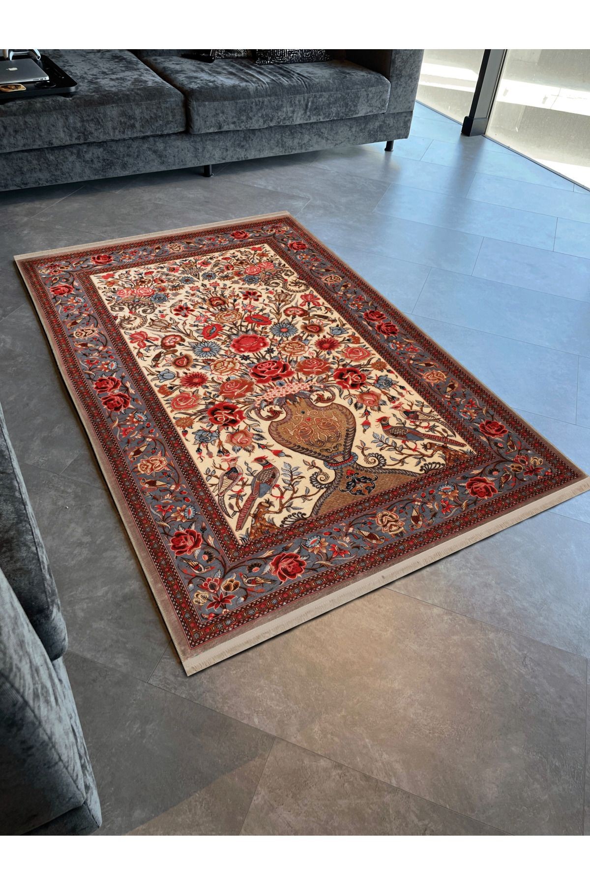 Çok Renkli Geleneksel Motif Etnik Desenli Kreatif Vintage Dekoratif Halı 2549