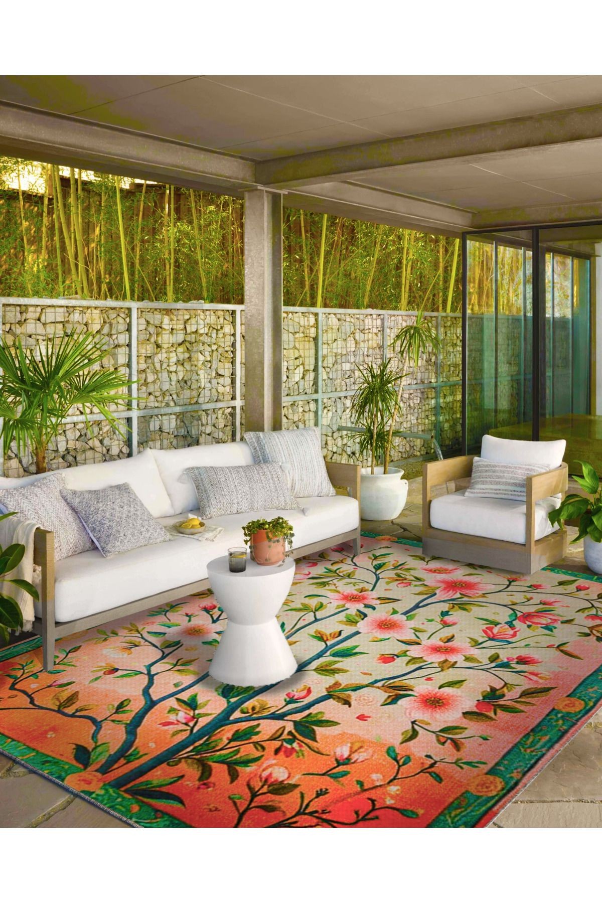 Paris Koleksiyonu Pembe Pudra Temalı Floral Çiçekler Desenli Kreatif Modern Dekoratif Halı 113