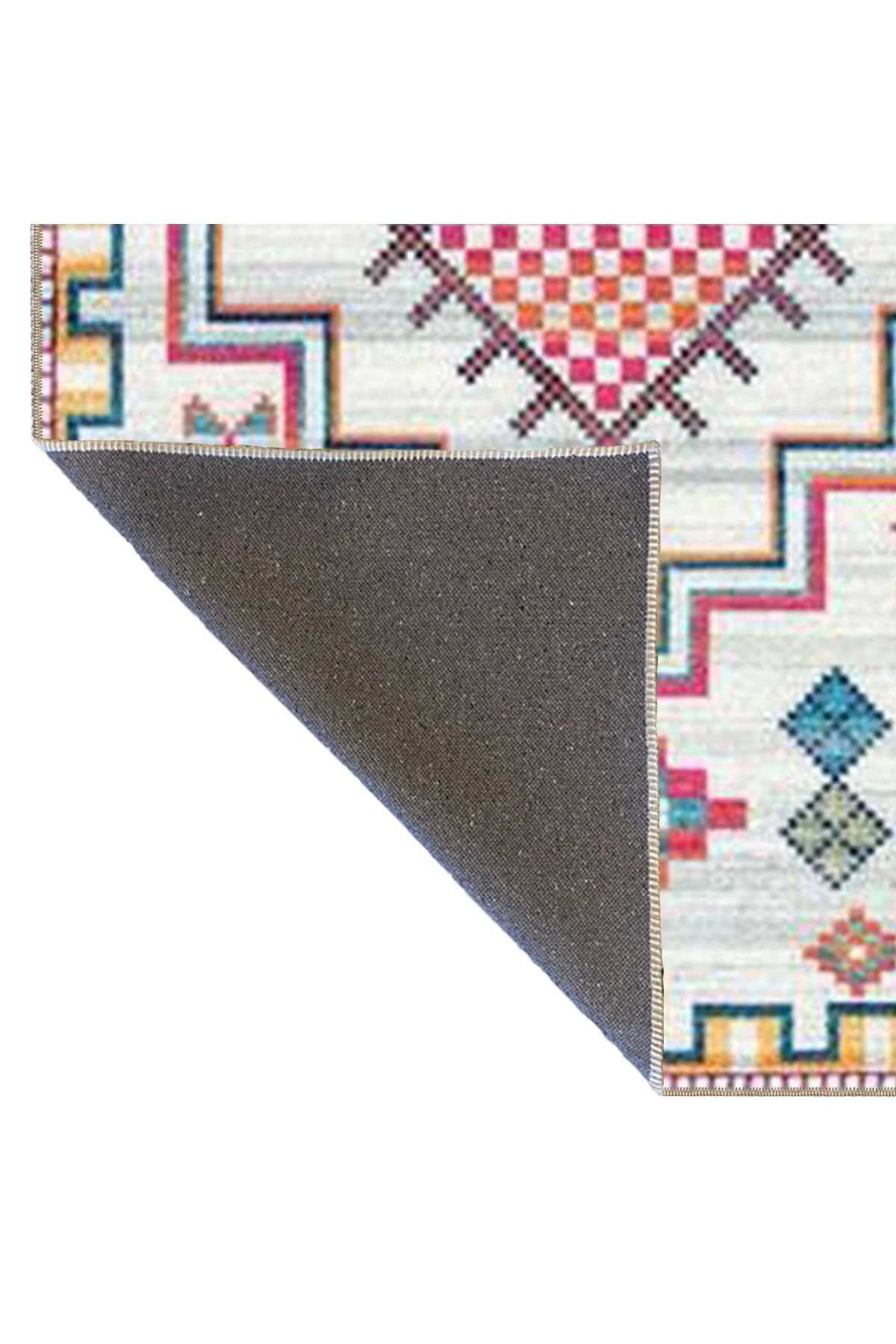 Açık Gri Tonlarında Geometrik Kreatif Dokuma Taban Halı 4004