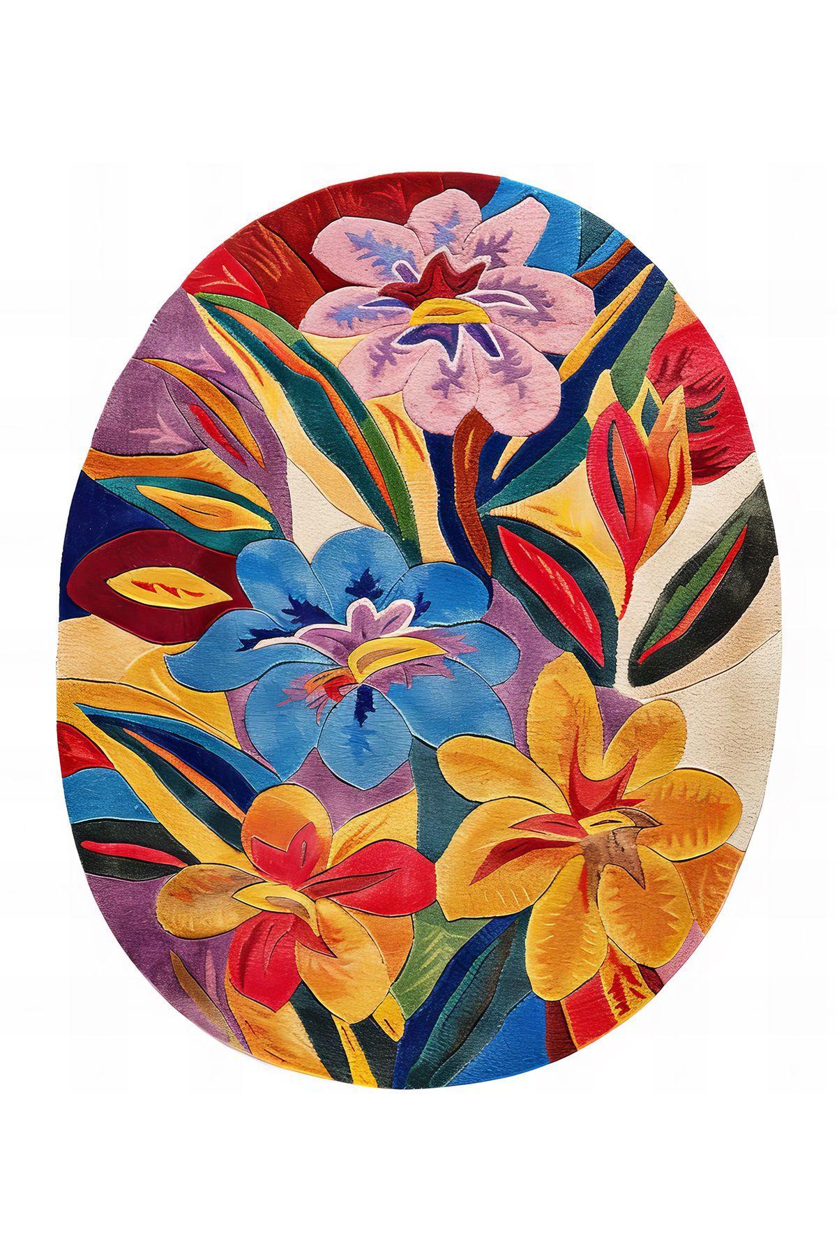 Paris Koleksiyonu  Koyu Renkli Yaprak ve Çiçek Desenli Dokuma Taban Modern Dekoratif Halı paris08