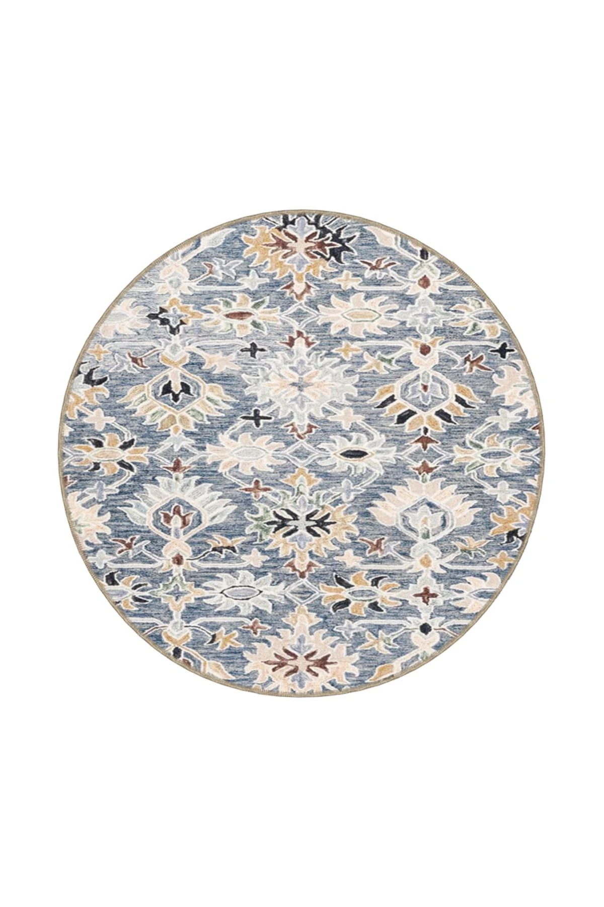 Beyaz Temalı Çiçekli Desenli Dekoratif ve Dokuma Taban Yıkanabilir Halı miravip8881