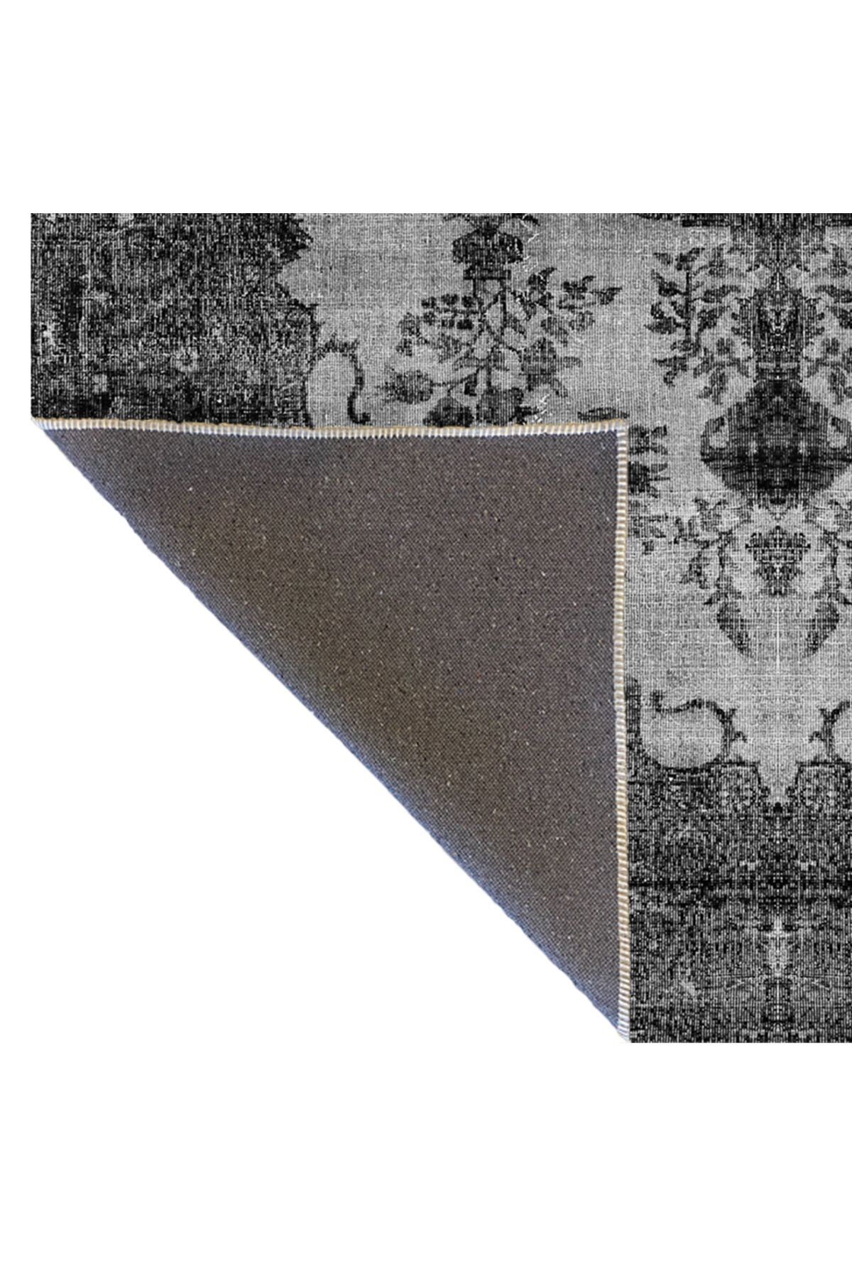 Mira Siyah Gri Ton Geleneksel Motif Desen Dekoratif Halı Mira 1540