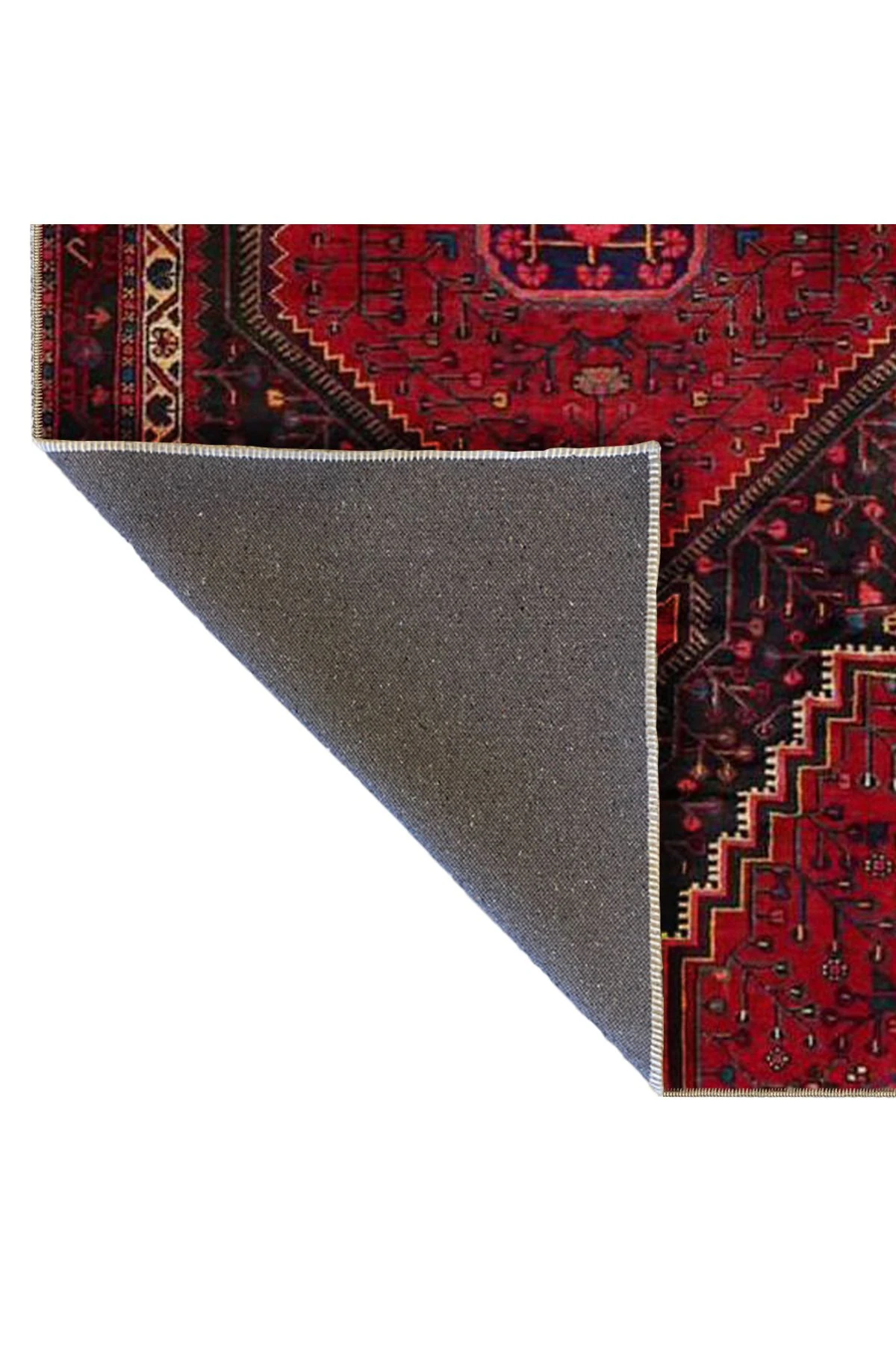 Bordo Siyah Temalı Geleneksel Motif Desenli Etnik Vintage Dekoratif Halı 4906