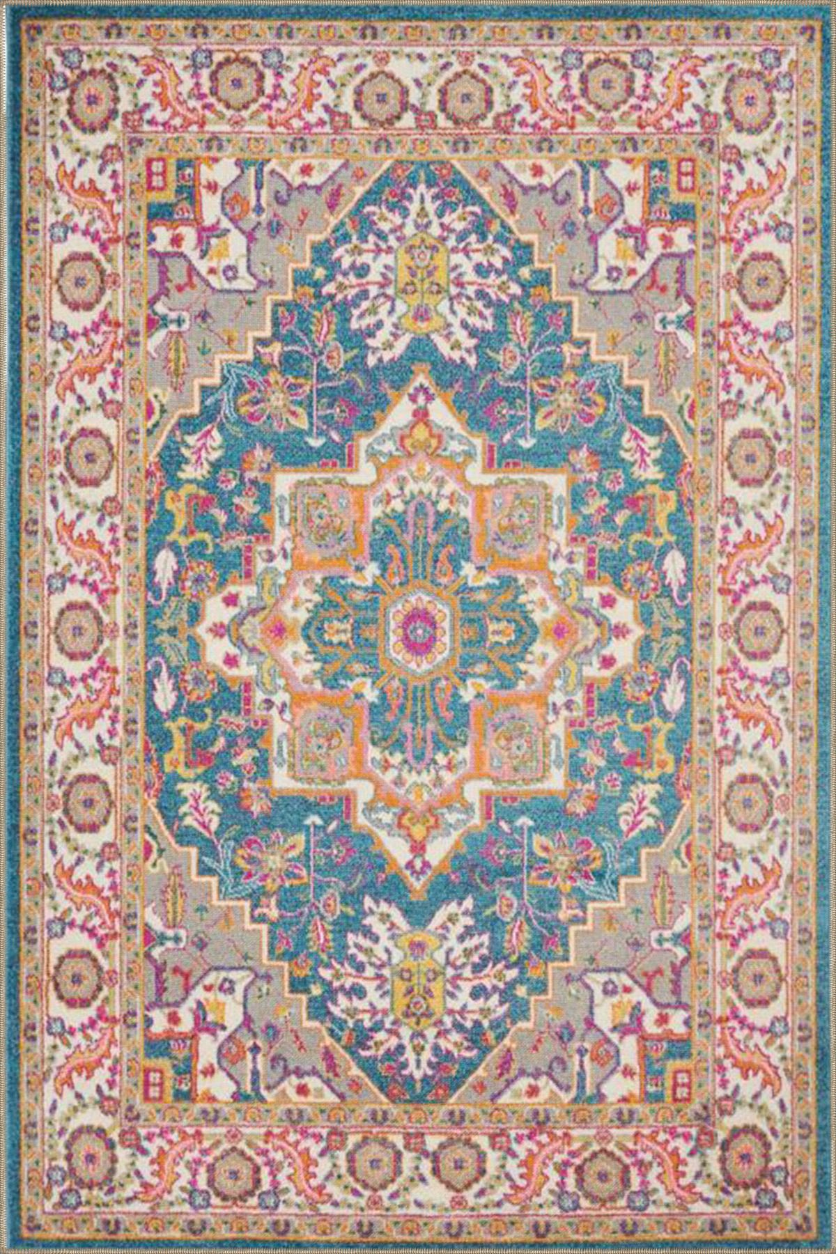 Gelenksel Açık Kırmızı Renkli Desenli Dokuma Taban ve Dekoratif Halı miravip626