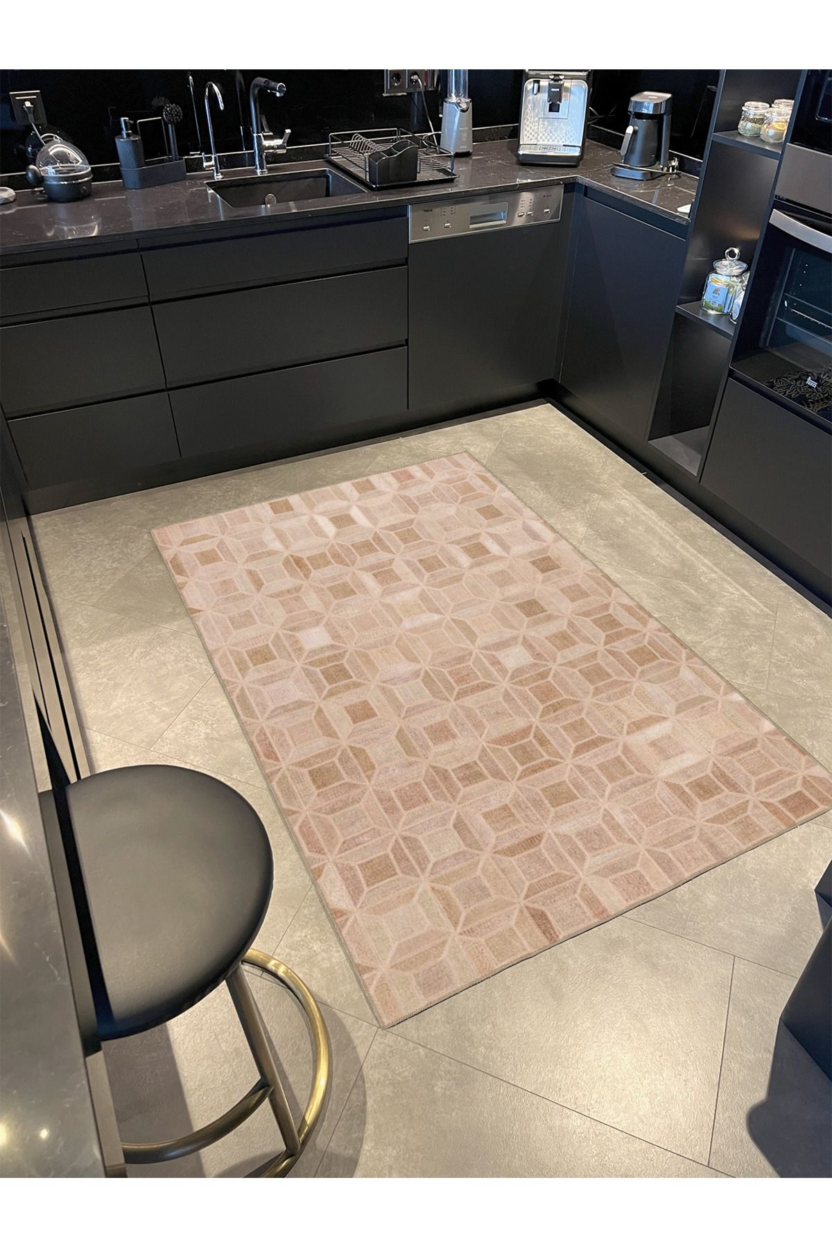 Sarı Renkli Baklava Etnik Desenli Dekoratif Dokuma Taban Halı miravip522