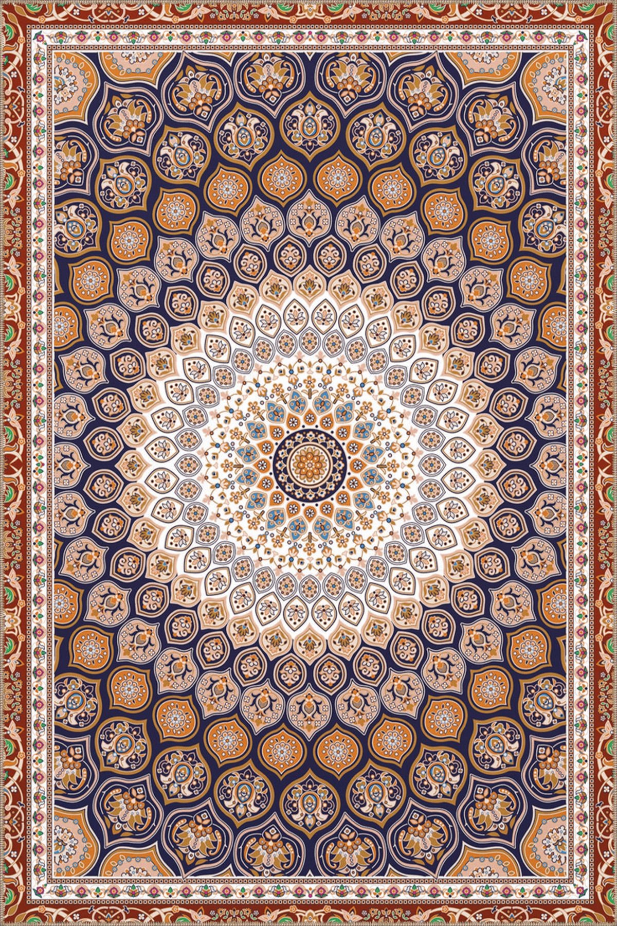 Çok Renkli Geleneksel Motif Etnik Desenli Vintage Dekoratif Halı 5091