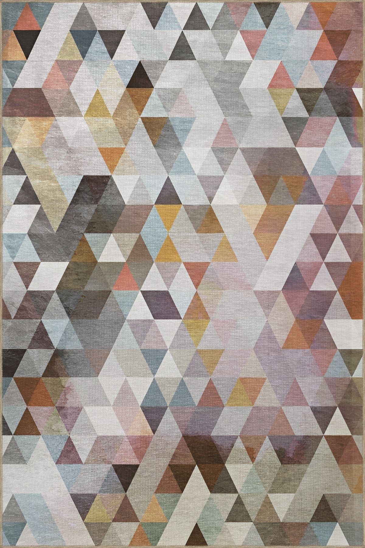 Çok Renkli Geometrik Üçgen Şekil Desenli Kreatif Modern Dekoratif Halı 2045