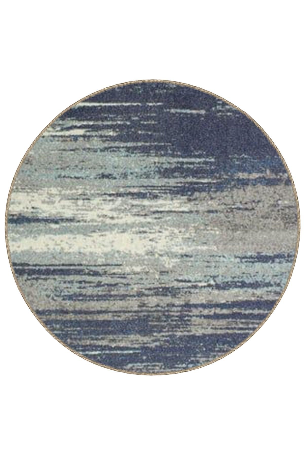 Mira Yuvarlak Mavi Gri Soyut Desenli  Dokuma Taban Modern Dekoratif Halı 5563