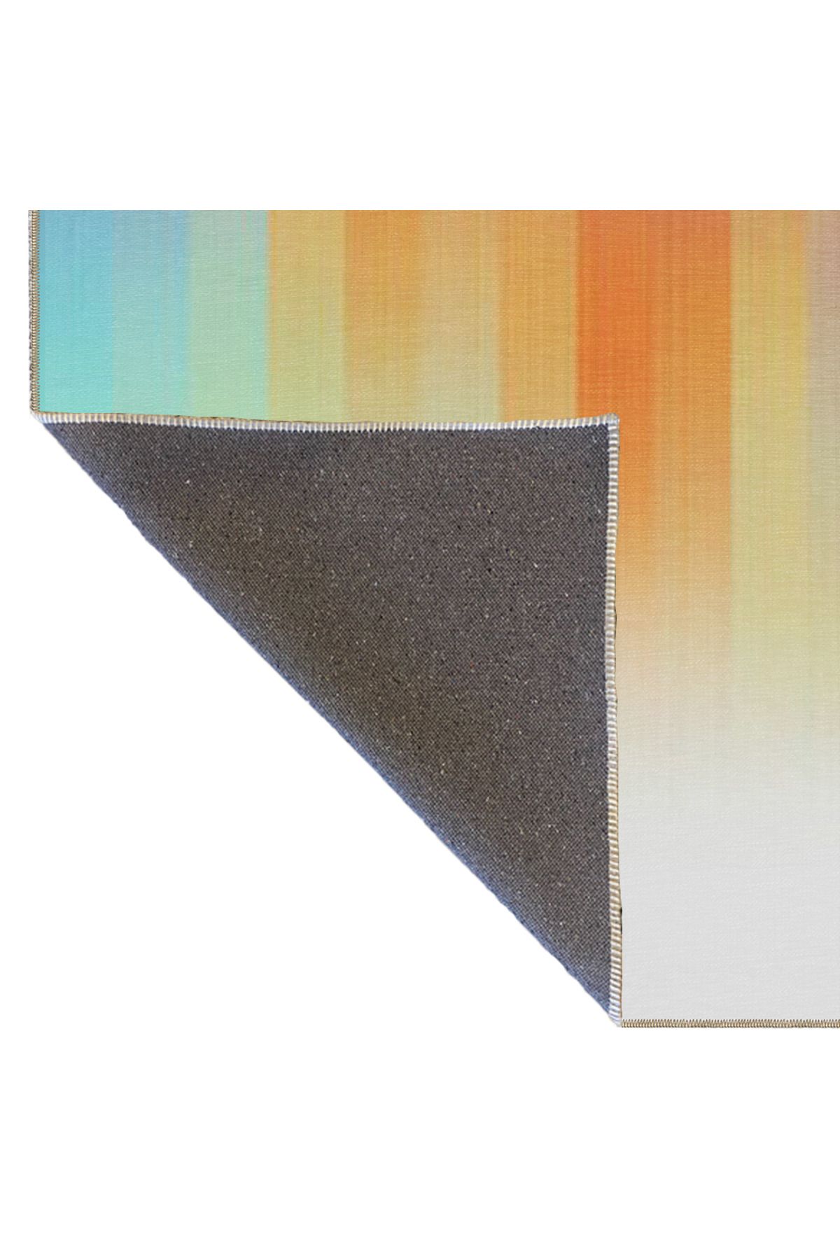 Çok Renkli Soyut Desenli Dekoratif ve Yıkanabilir Halı miravip9261