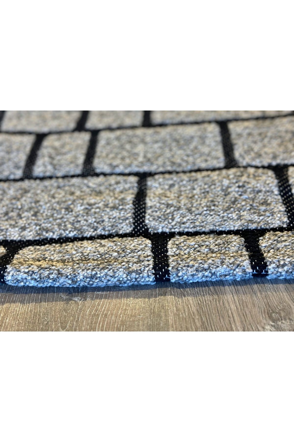 Stone Koleksiyonu Gri Taş Görünümlü Modern Makina Dokuma Halı