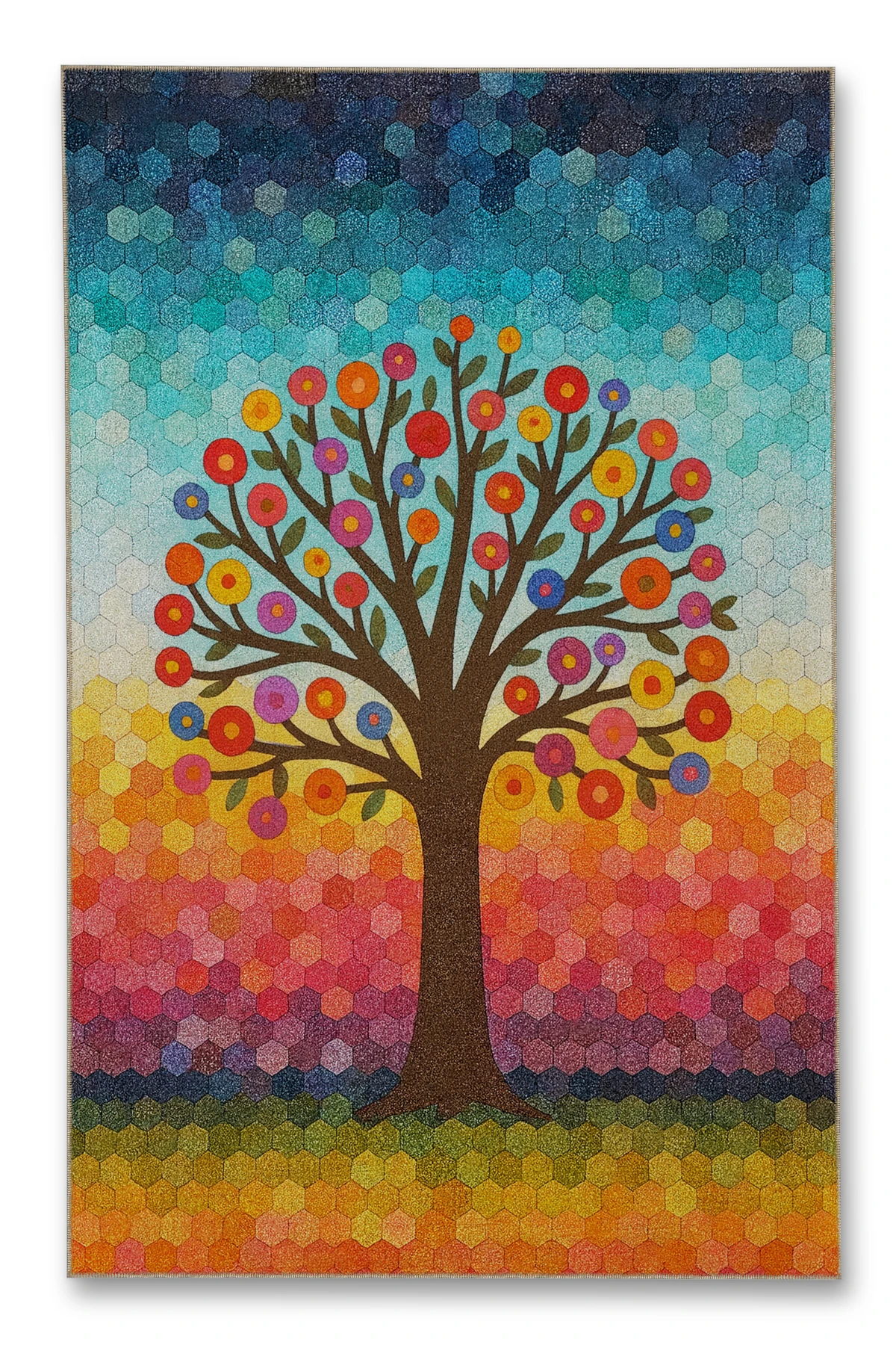 MOSSO Ağaç Temalı Çok Renkli Desen Temalı Desenli Modern Dekoratif Halı mosso426