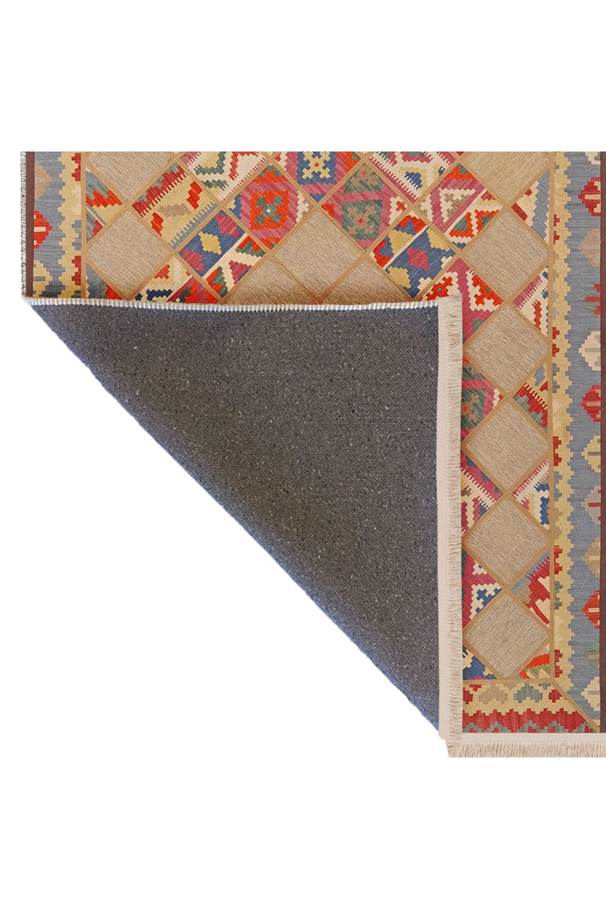 Güney Koleksiyonu Açık KAhve Ton Etnik Motifli Geleneksel Desenli Vintage Dekoratif Halı 34