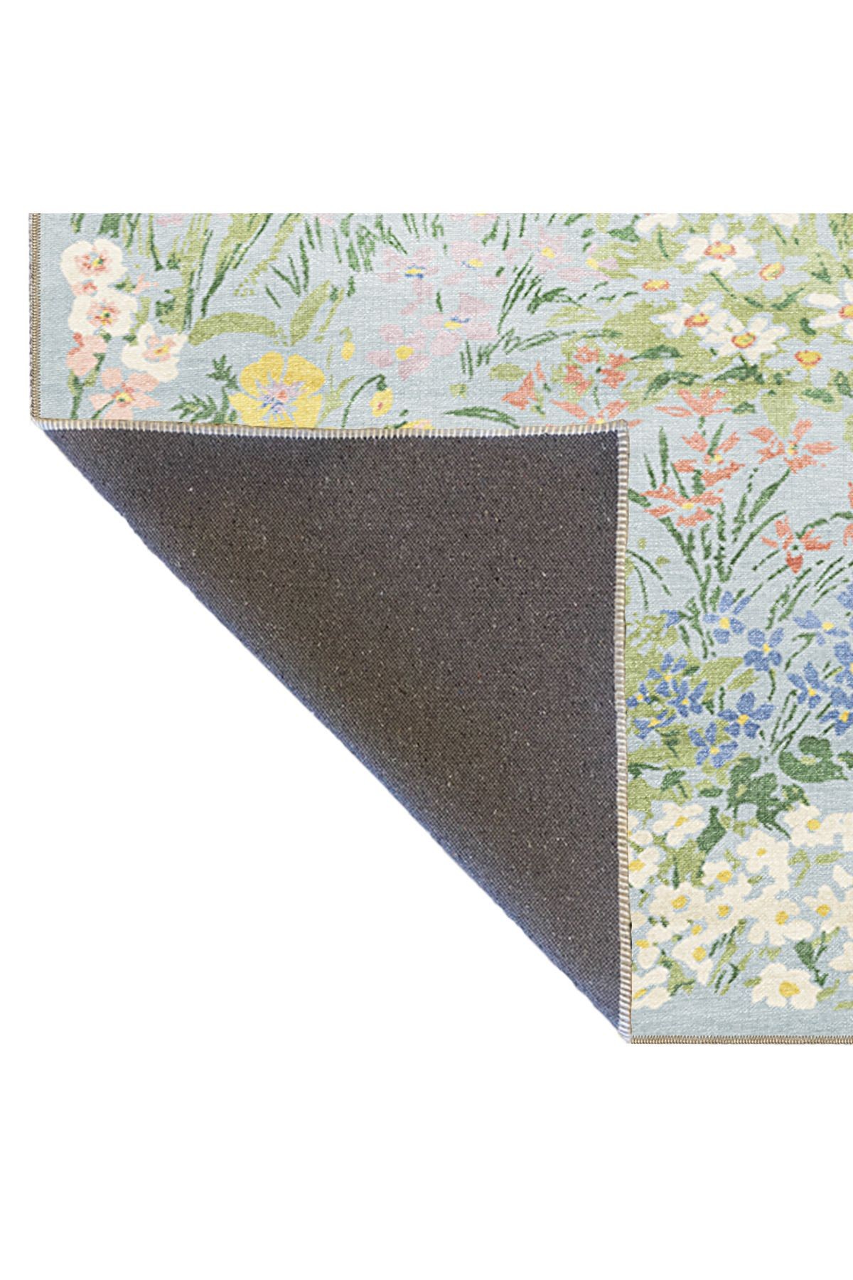 Floral Temalı Çok Renkli Çiçek Desenli Kreatif Modern Dekoratif Halı 3427