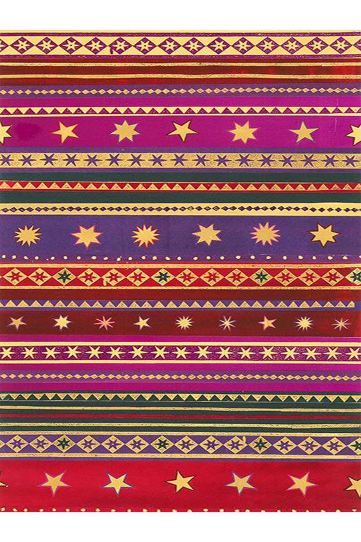 Barcelona Koleksiyonu Mor ve Kırmızı Tonlarda Şerit ve Yıldız Desenli Vintage Dekoratif Halı 58