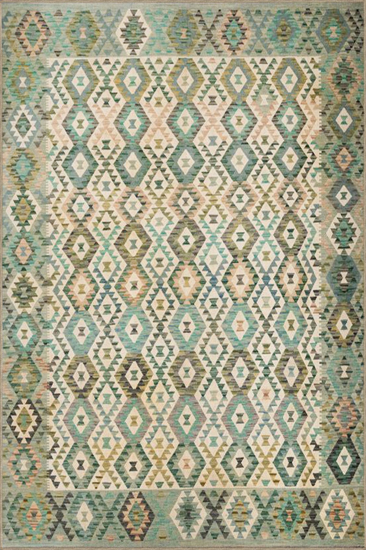 Gri Üçgen Renkli Geometrik Modern Desenli Dokuma Taban ve Dekoratif Halı miravip83