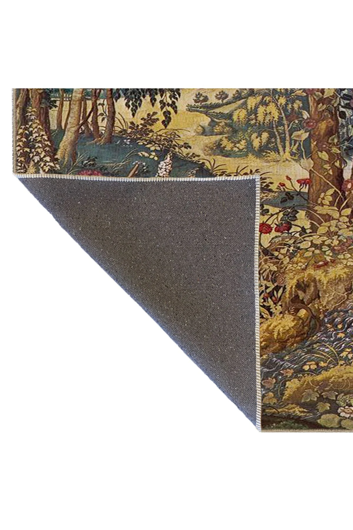 Kahverengi Tonlarda Orman Desenli Dekoratif Dokuma Taban Halı miravip20