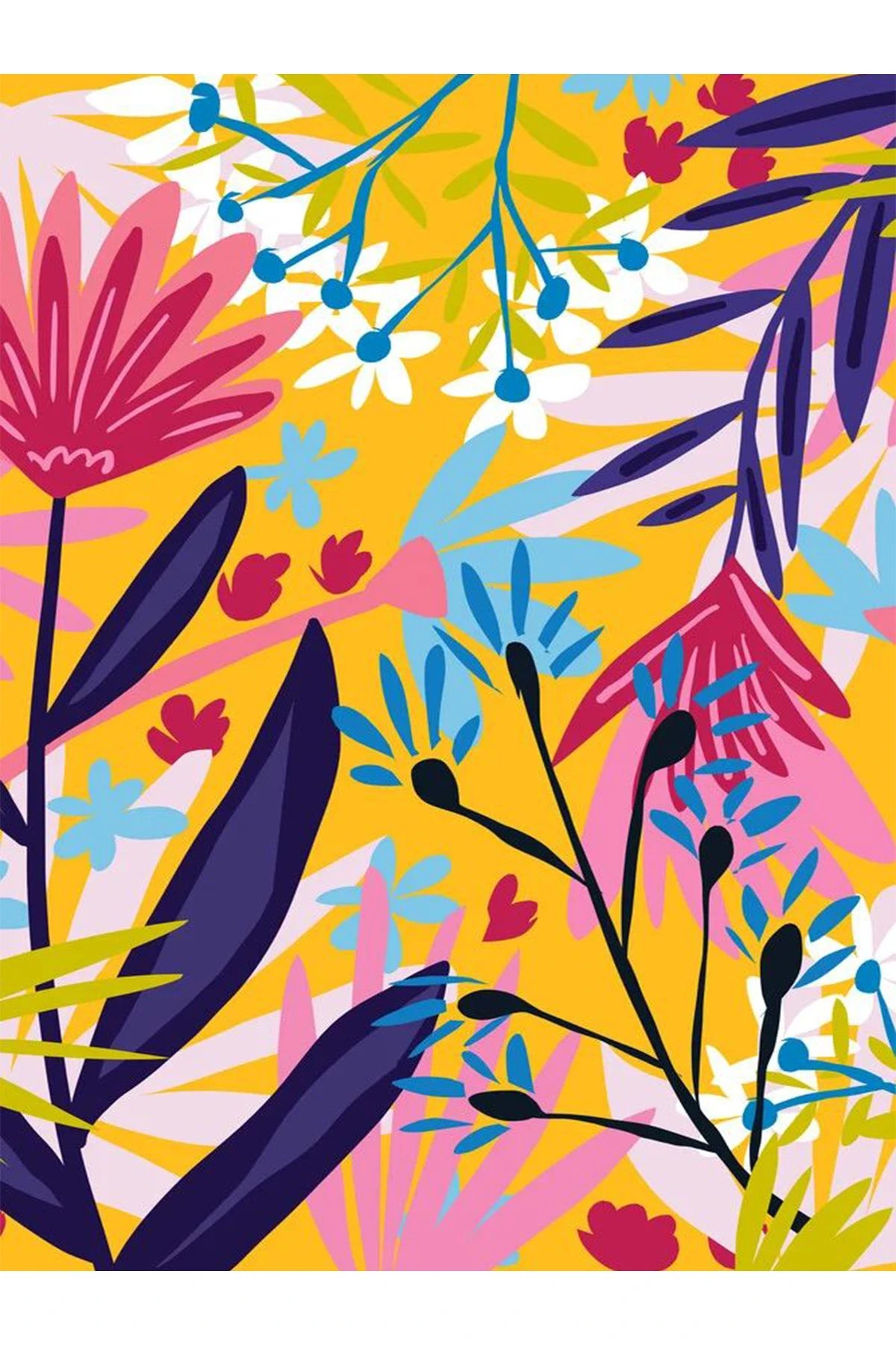 Özge Koleksiyonu Çok Renkli Çiçekler ve Yapraklar Desenli Modern Dekoratif Halı özge07