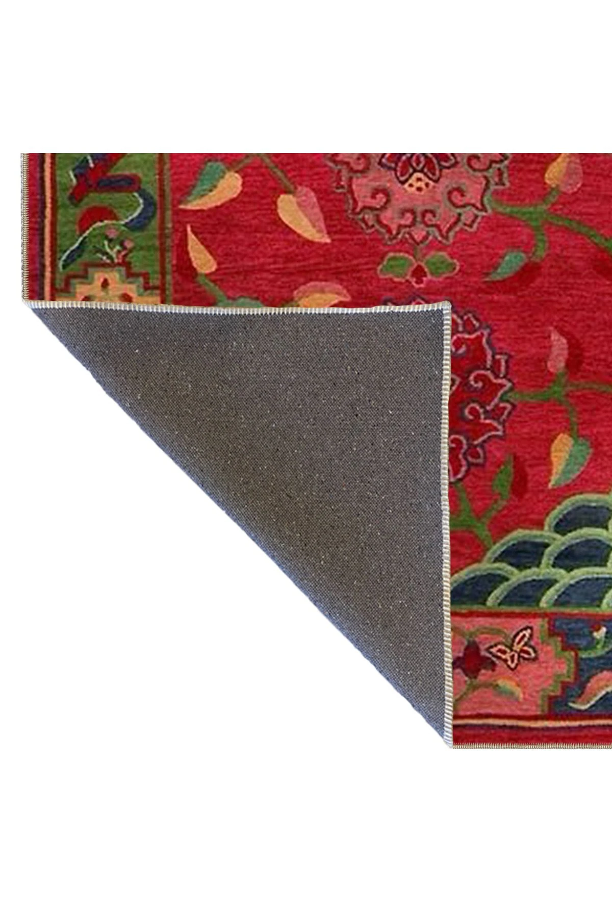 Kırmızı Temalı Motifli Etnik Çiçek Desenli Vintage Dekoratif Halı 3613