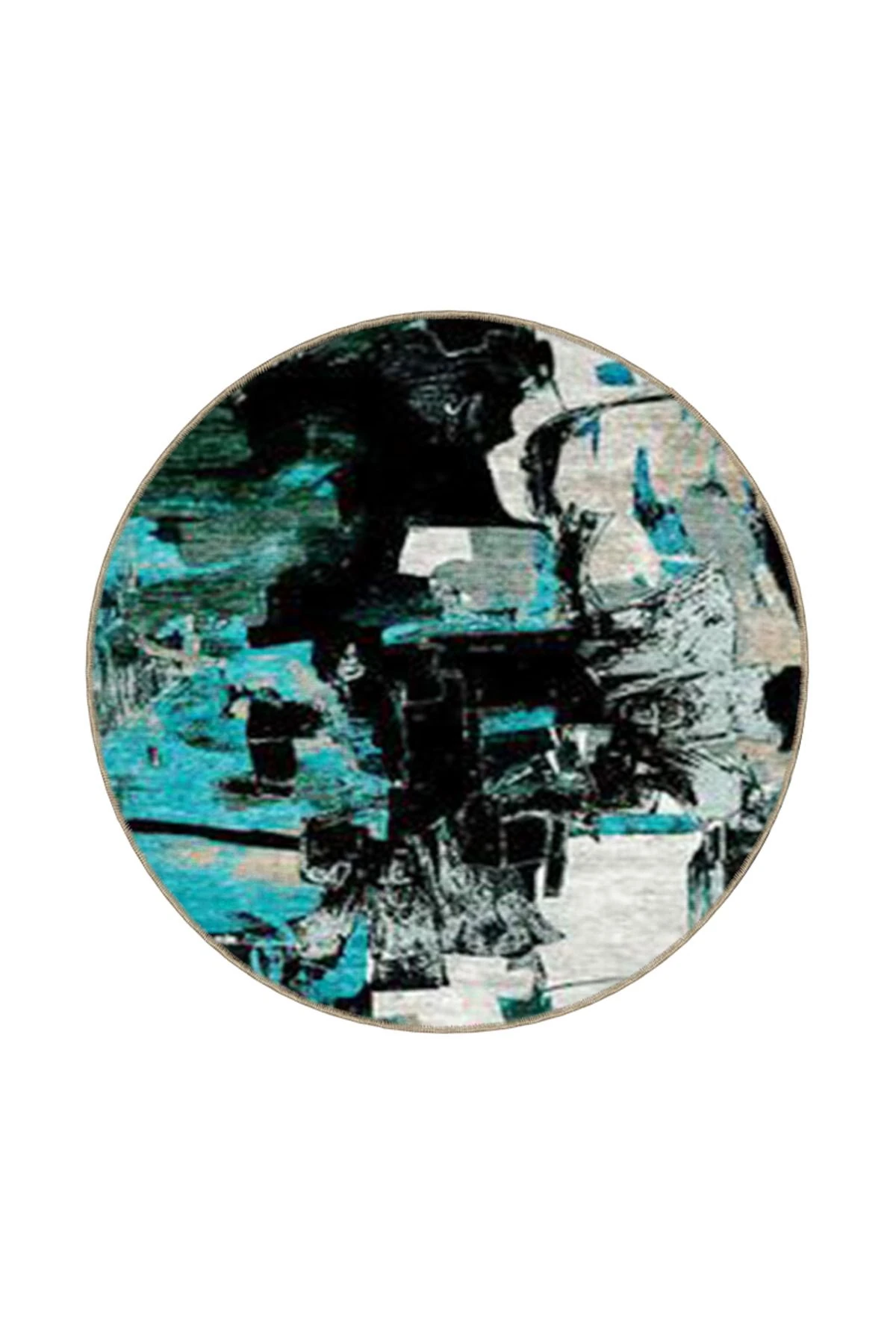 Modern Mavi Beyaz Pastel Boyalı Dekoratif Halı 4467