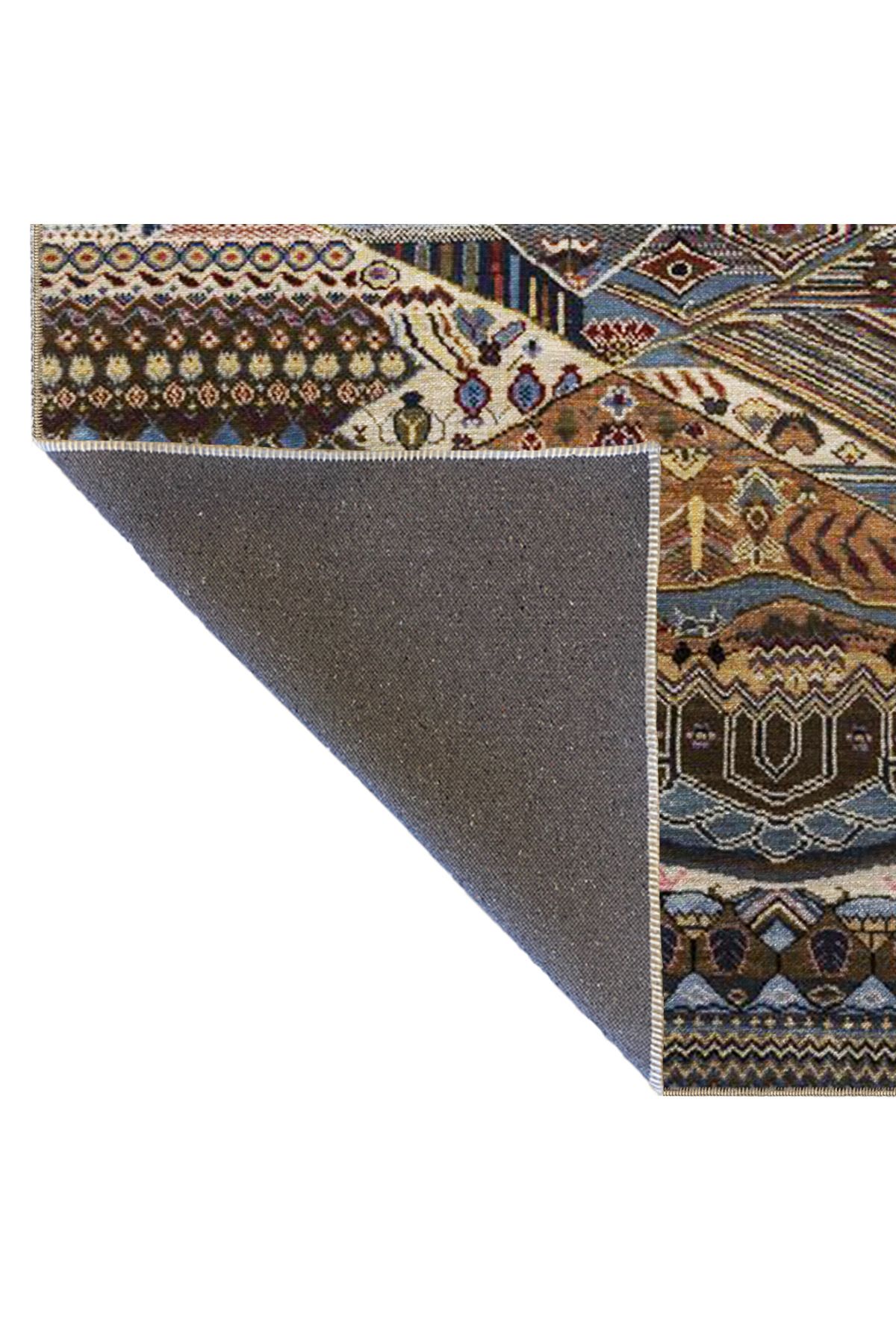 Mavi Gri Geometrik Geleneksel Dokuma Taban Halı 4047