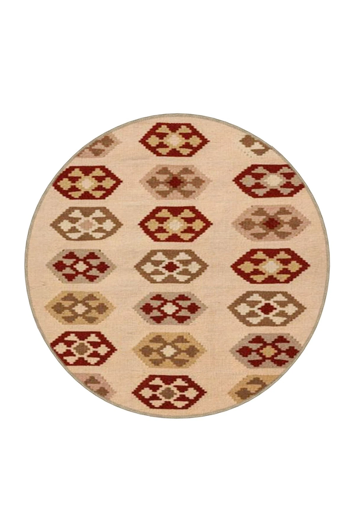 Kahverengi Tonlarında Altıgen Geometrik Modern Dokuma Taban Halı miravip134