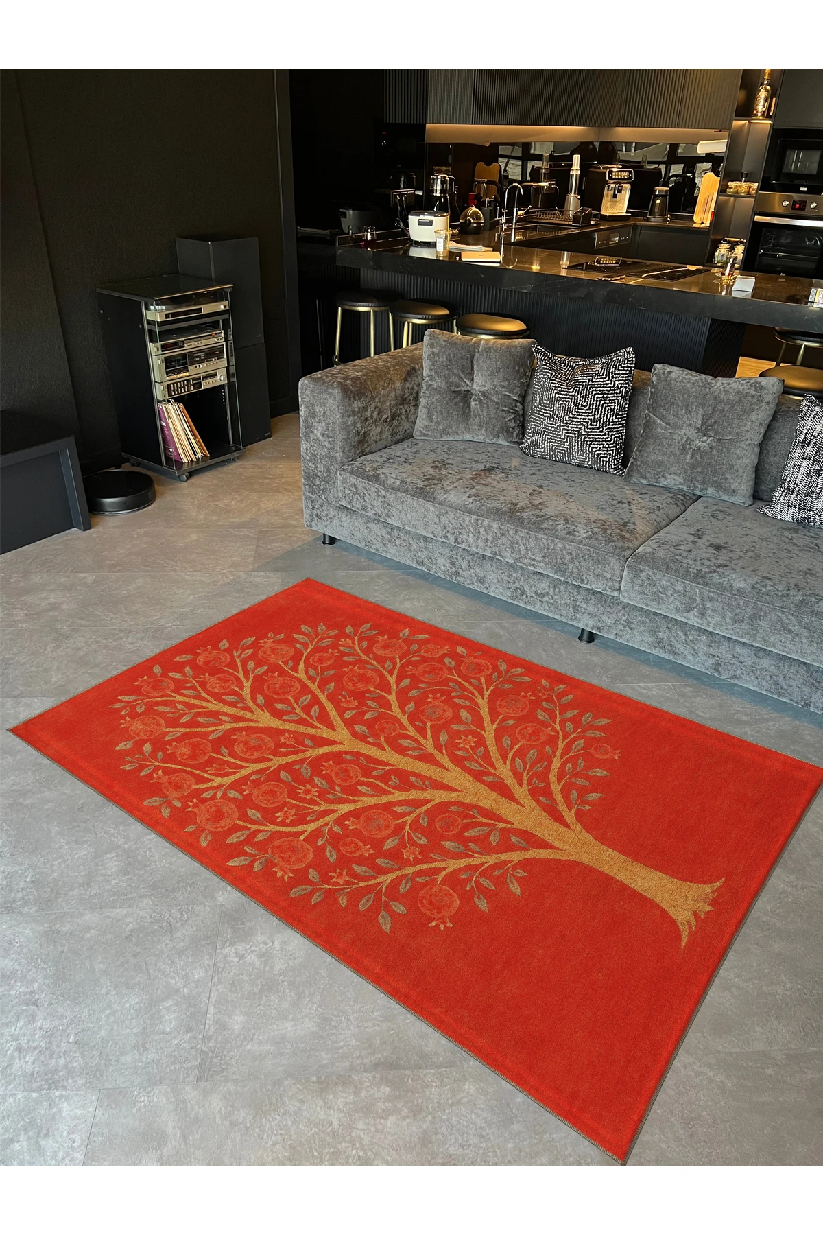 MOSSO Ağaç Temalı Desenli Modern Dekoratif Halı mosso434