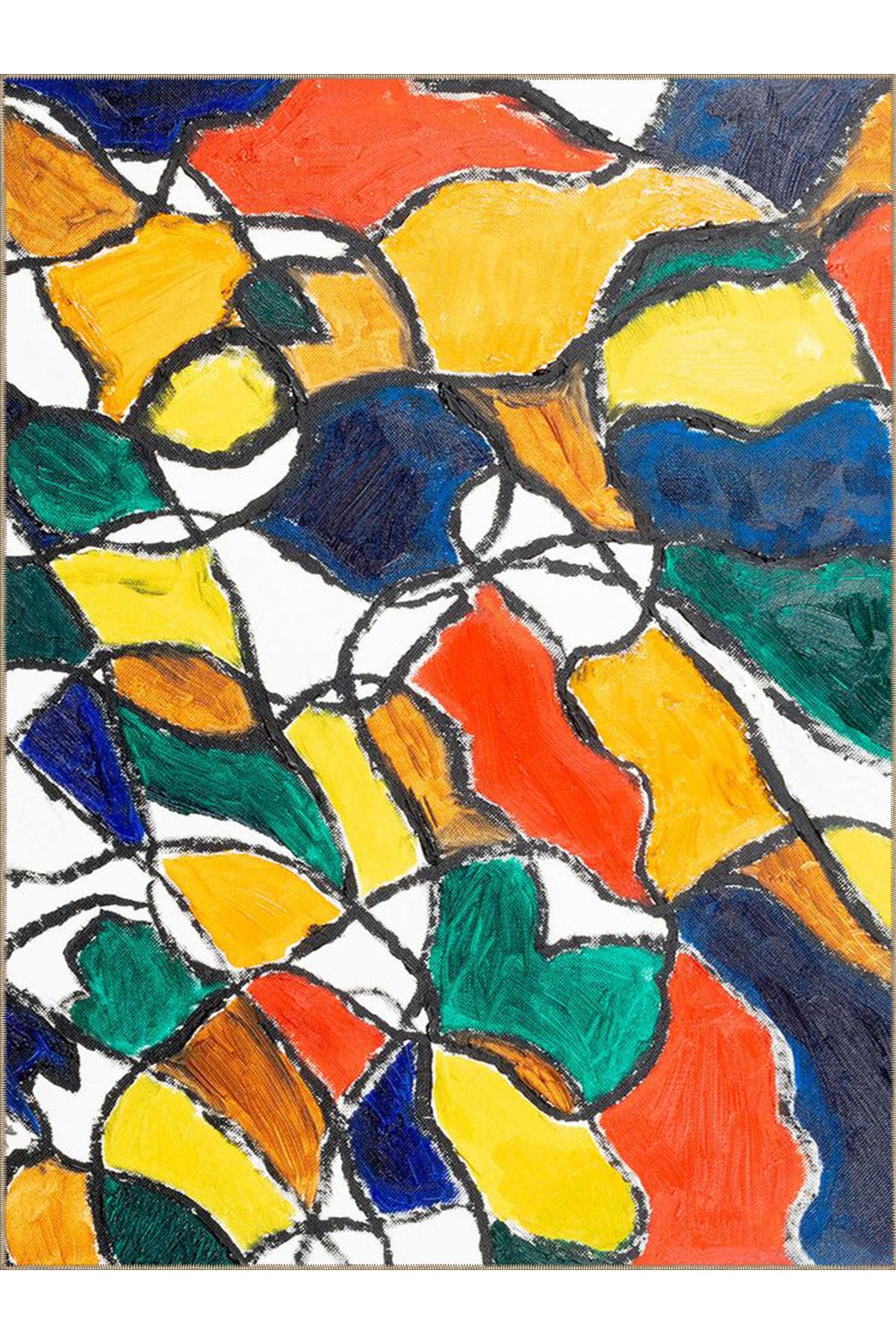 Buse Koleksiyonu Çok Renkli Soyut Şekiller Desenli Dokuma Taban Modern Dekoratif Halı buse24