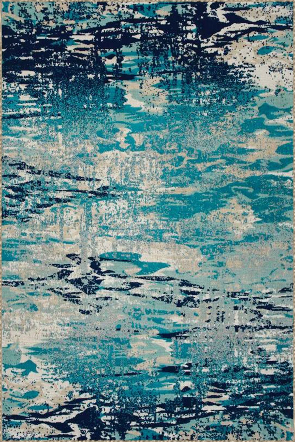 Aqua Renklerinde Piksel Desenli Modern Desenli Dokuma Taban Yıkanabilir Halı miravip8398