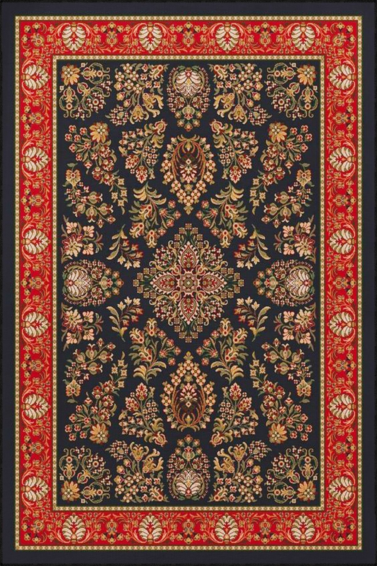 Turuncu Kahverengi Renklede Geleneksel Modern Dekoratif Halı miravip54