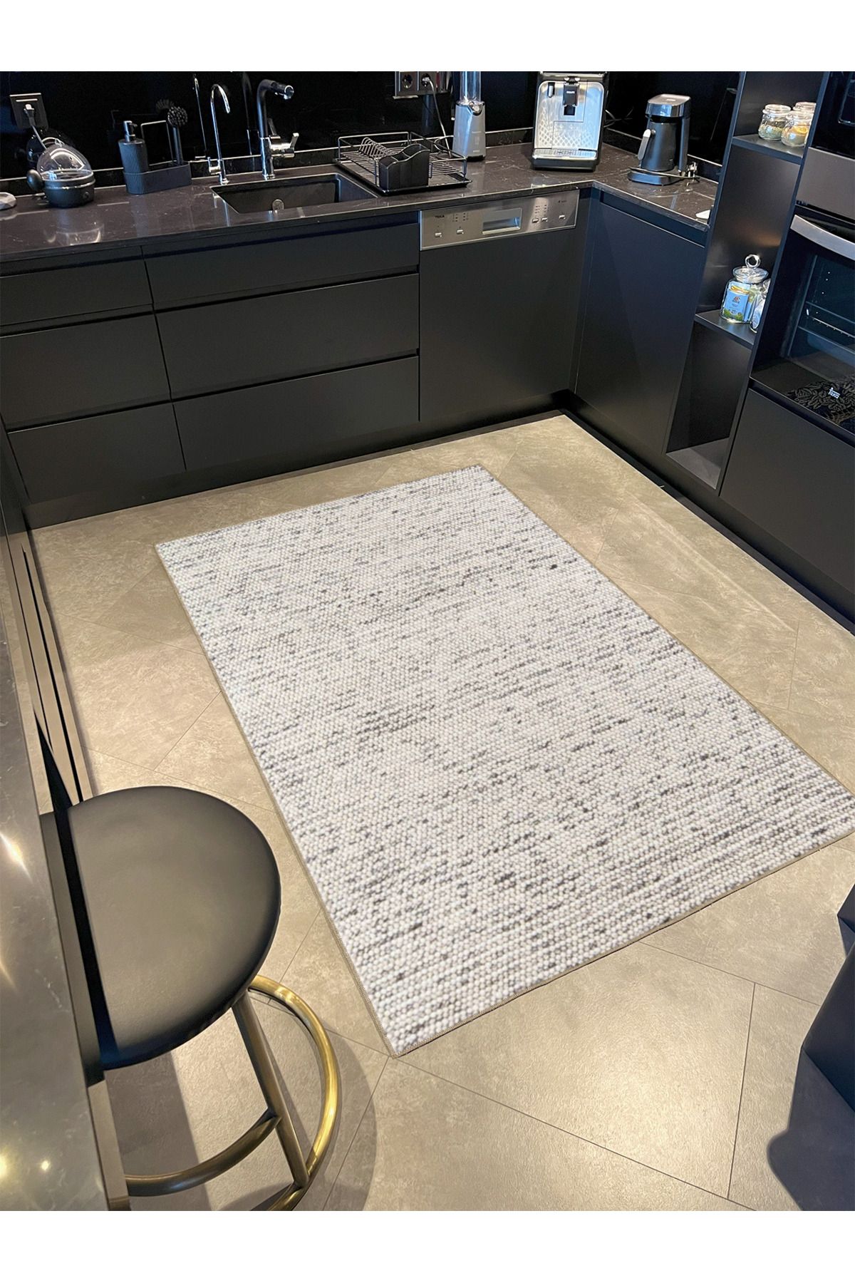 Gri Noktalı Dekoratif Halı ve Yıkanabilir Halı miravip9620