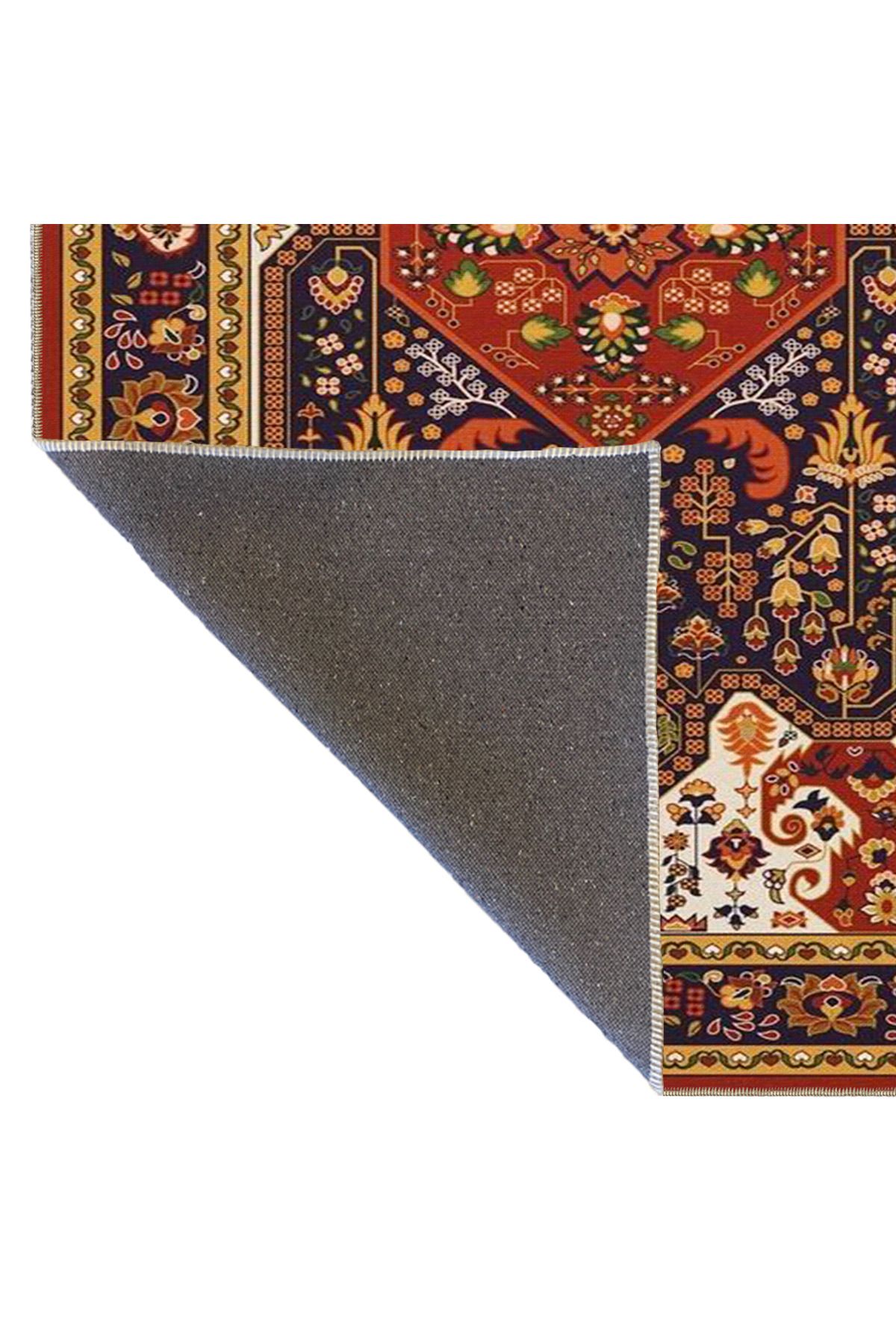 Kahve Tonlarda Etnik Desenli Dokuma Taban Halı 4285