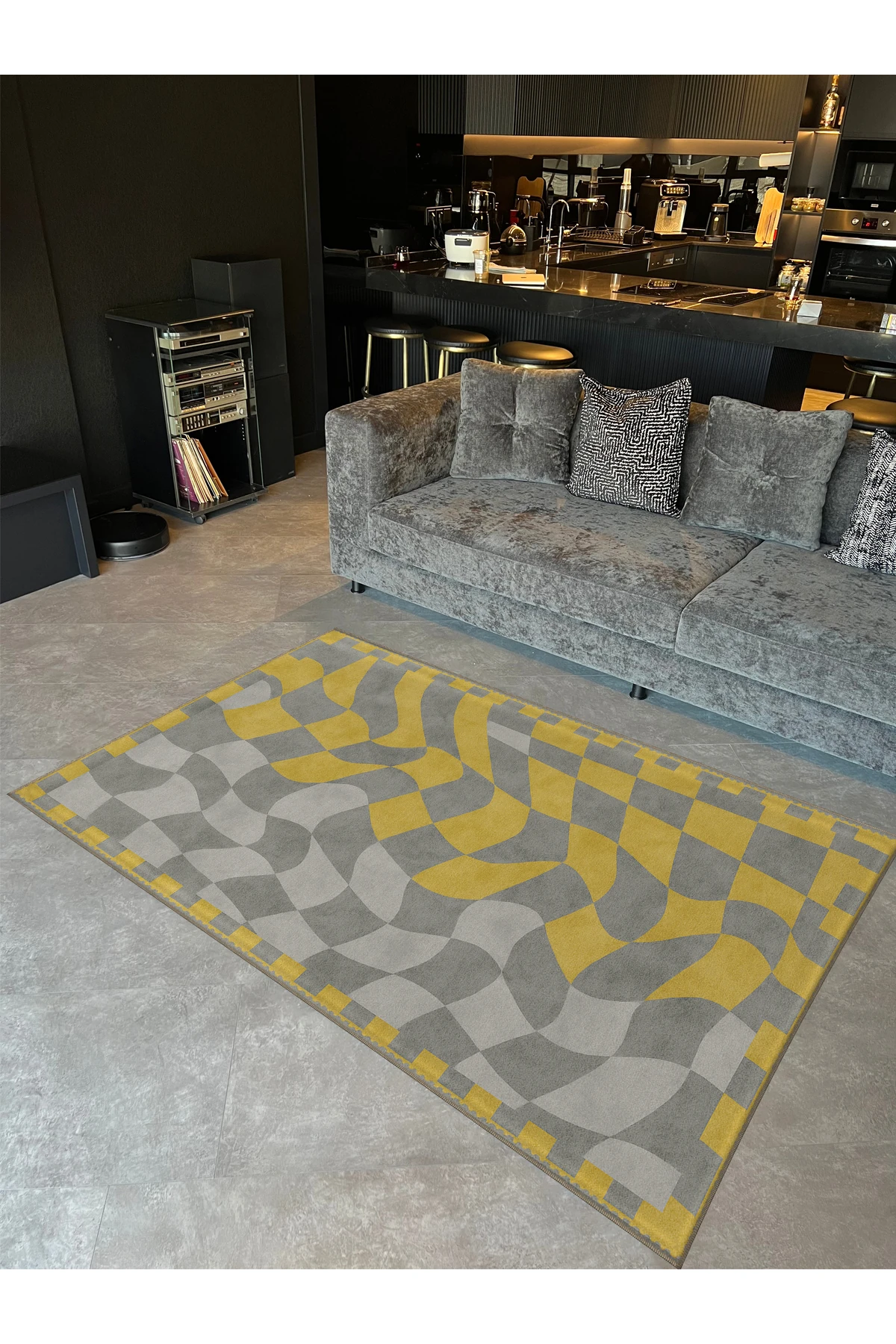 MOSSO Dama Temalı Desen Modern Dekoratif Halı mosso477