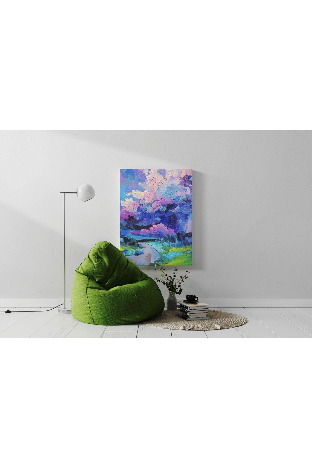 Kanvas Tablo Pastel Boyalı Bulutlu Desenli Modern Tablo