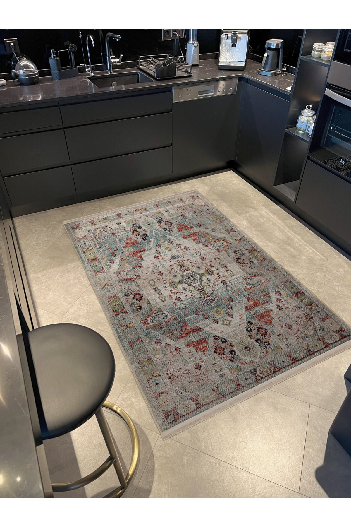 Açık Ton Çok Renkli Geleneksel Motif Desenli Vintage Dekoratif Halı 2997