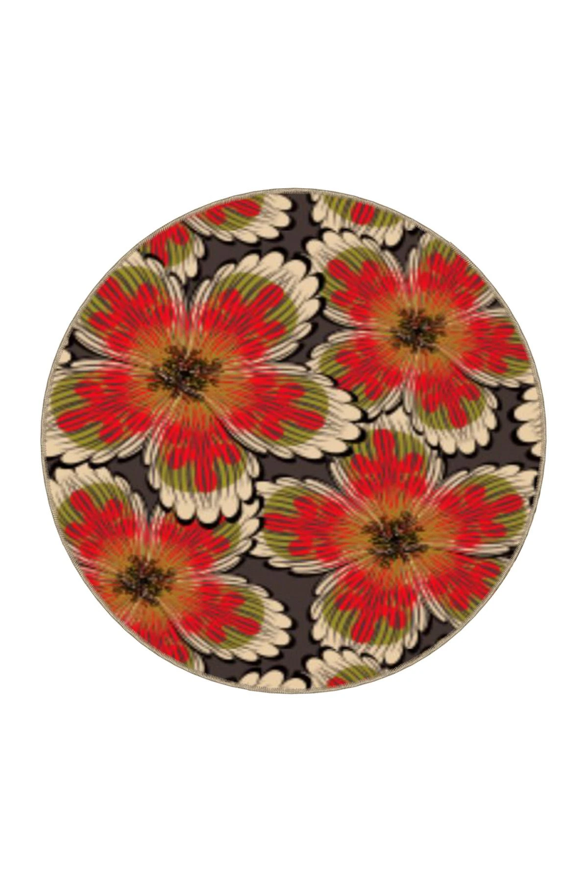 Kahverengi Kırmızı Temalı Floral Çiçek Desenli Kreatif Modern Dekoratif Halı 3601