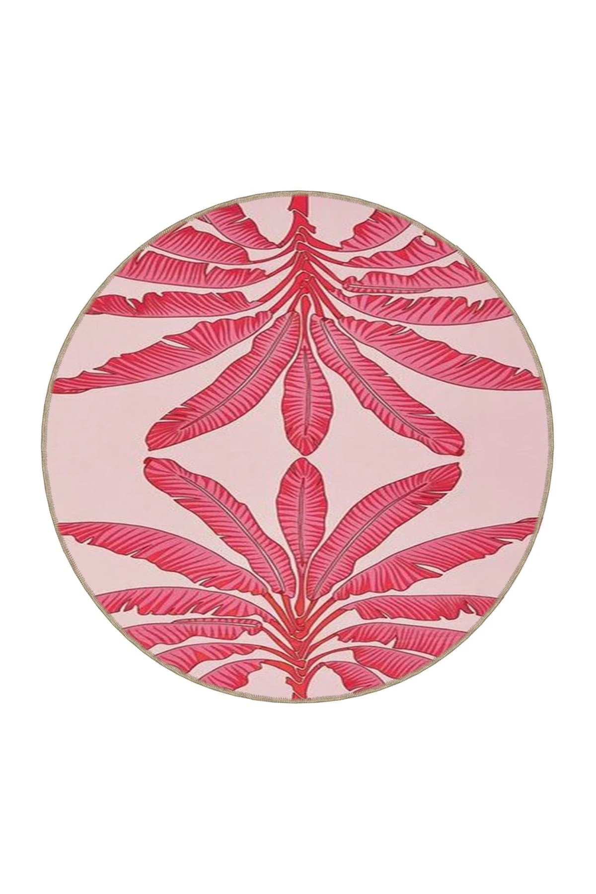 Pembe Renk Temalı Yaprak Desen Dokuma Taban Halı 3725