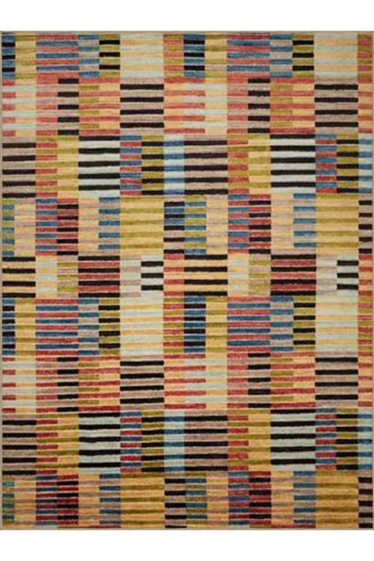 Ametist Serisi Çok Renkli Patchwork Detaylı Desen Dokuma Taban Modern Dekoratif Halı ametist50