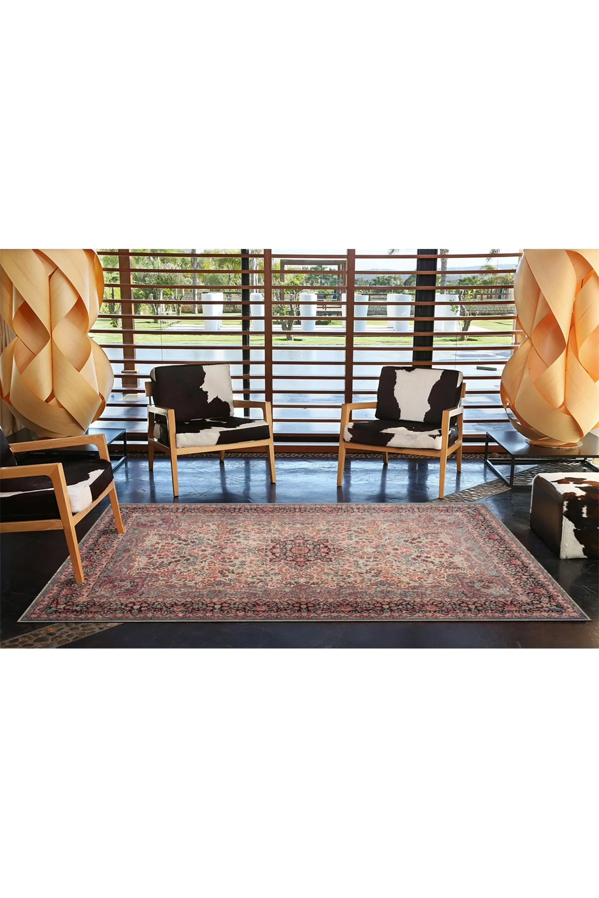 Kırmızı Modern Geometrik Baklava Desenli Dokuma Taban ve Dekoratif Halı miravip98