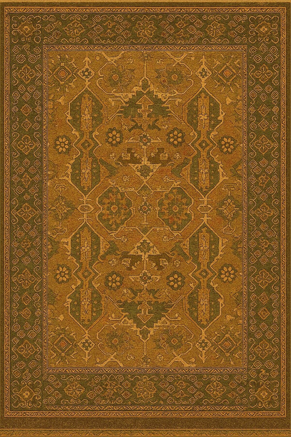 MOSSO Eskitme Görünümlü Desenli Dokuma Taban Vintage Dekoratif Halı mosso106