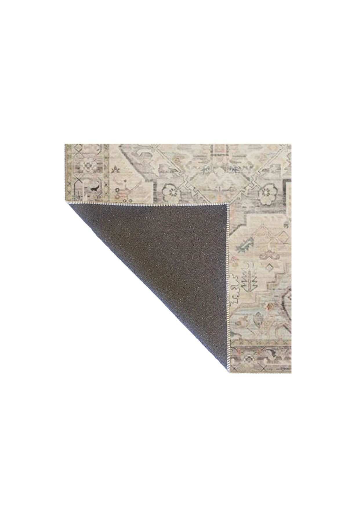 Soft Krem Geleneksel Geometrik Çiçekli Desenli Dokuma Taban Halı ve Yıkanabilir Halı aloha154