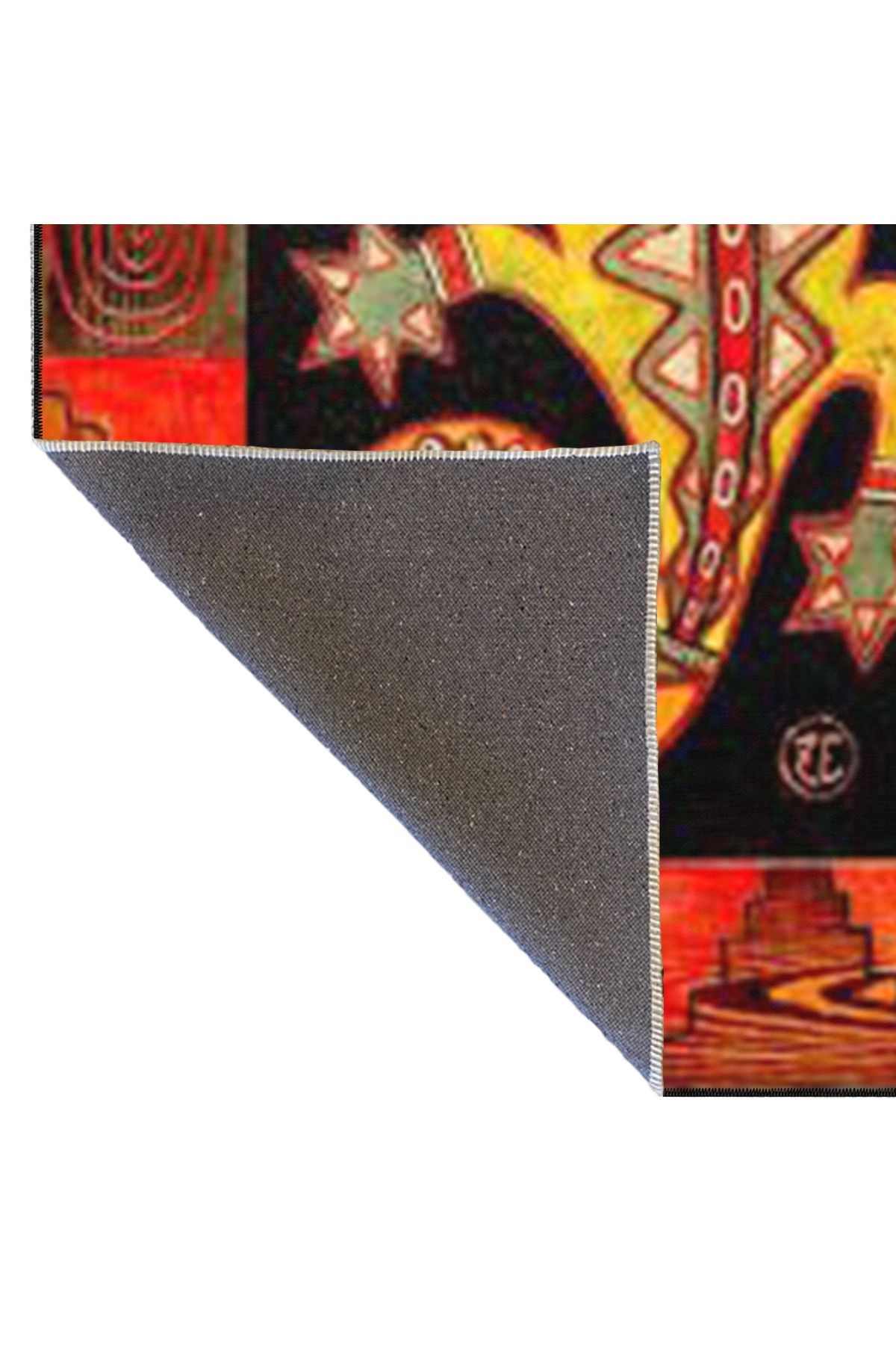 İguana Hayvan Çerçeve Geometik Desenli Dokuma Taban ve Dekoratif Yıkanabilir Halı miravip8544