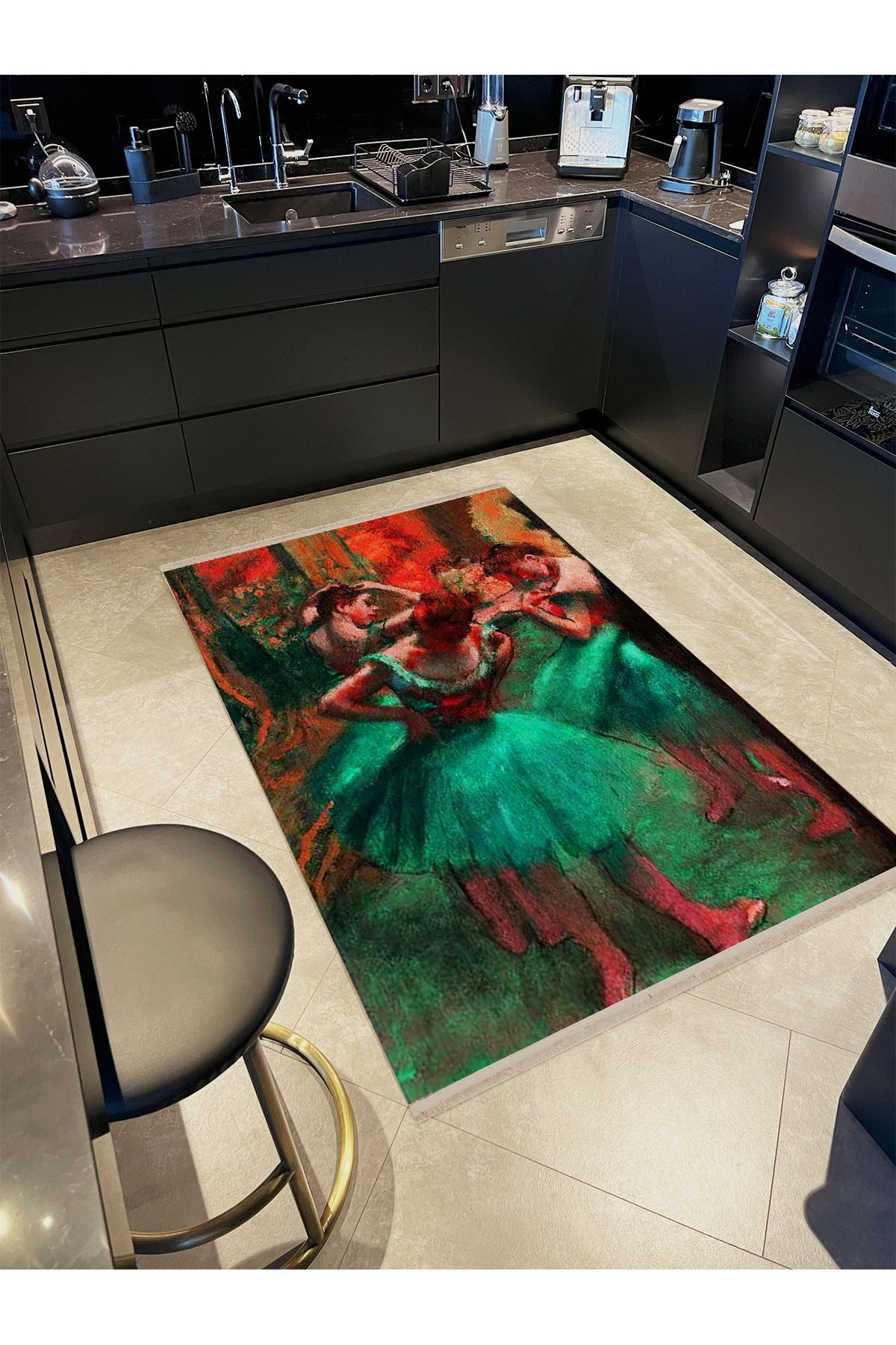 Yılmaz Koleksiyonu Pastel Renkler Dansçı Figürleri Desenli Kreatif Modern Dekoratif Halı 42