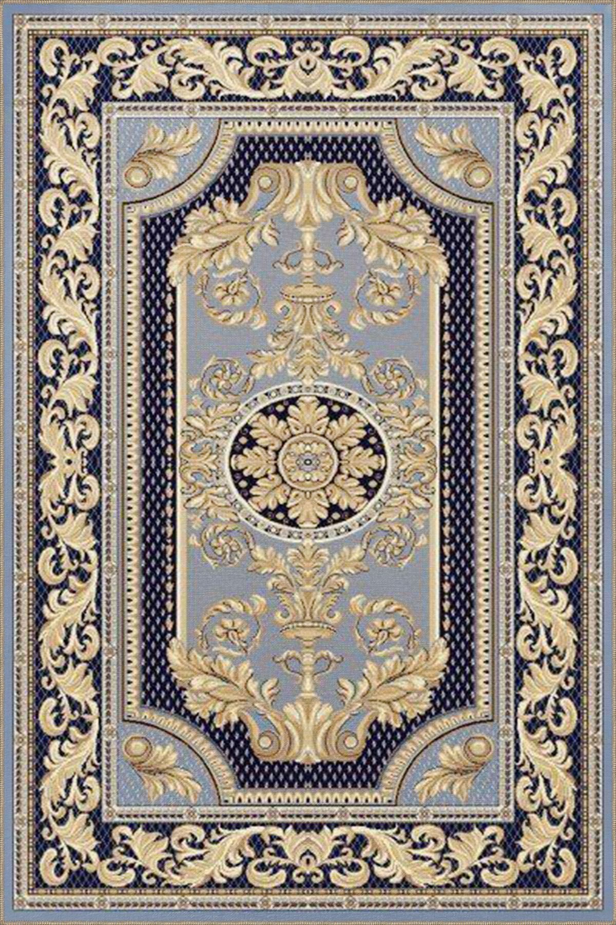 Mor ve Karışık Renkli Çiçekli Floral Geometrik Modern Dekoratif Halı miravip193