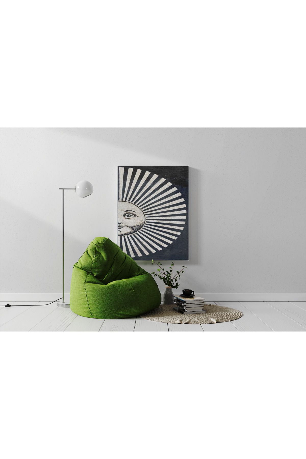 Kanvas Tablo Yarım Güneş Desenli Temalı Tablo