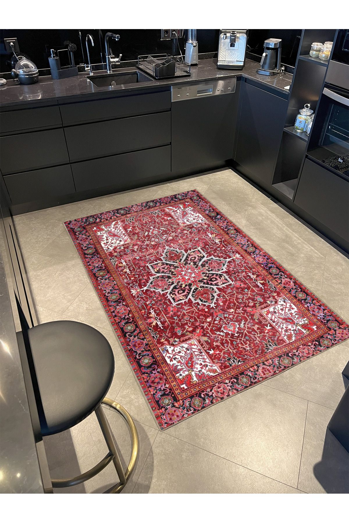 Kırmızı ve Beyaz Renklerde Geleneksel ve Geometrik Dekoratif Dokuma Taban Halı miravip16